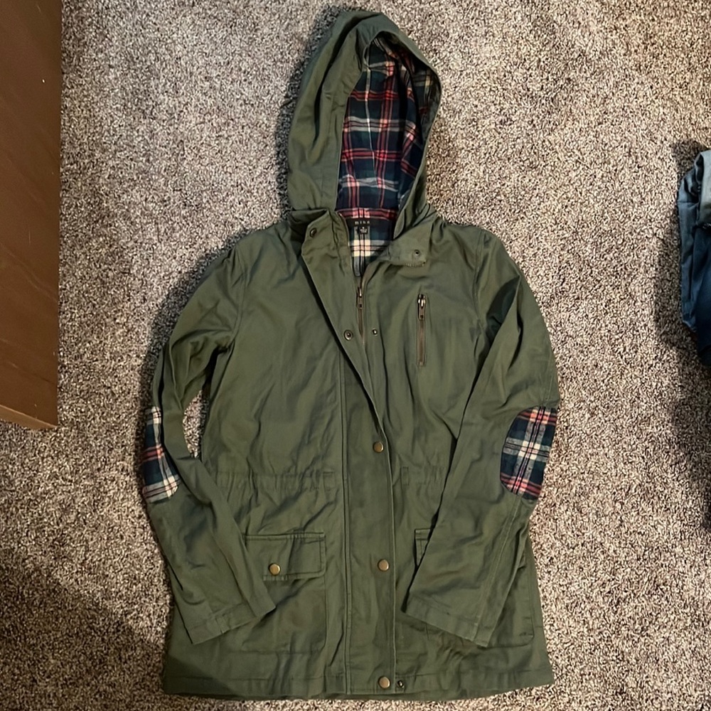 Green Jacket with Plaid Elbow Pads
